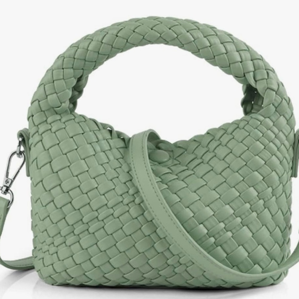 Mint green ladies hand woven cross body bag